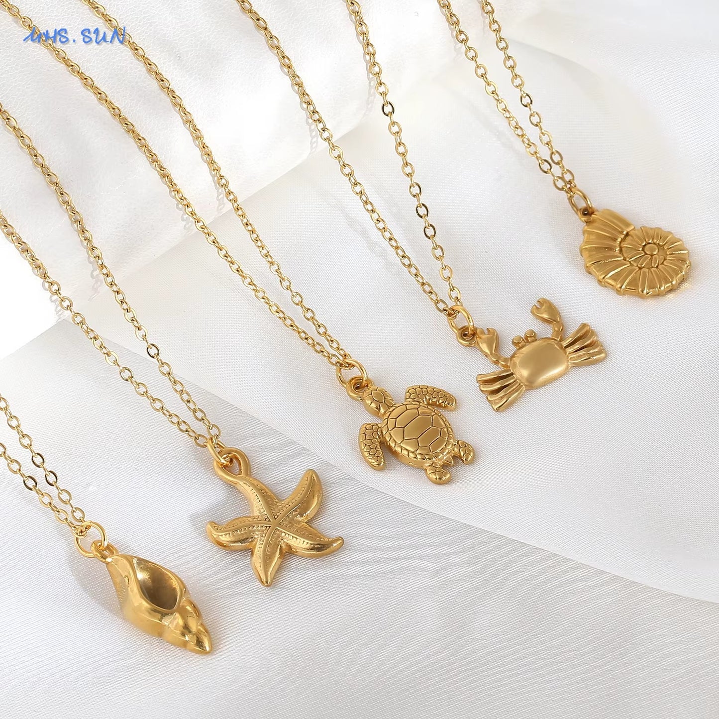 Set di Collana con ciondolo a forma di stella marina, conchiglia